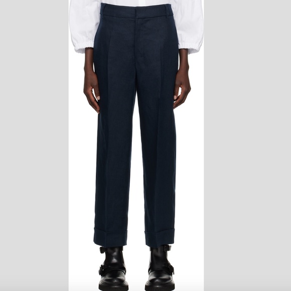 S Max Mara navy trousers cuffed hem - Picture 1 of 15